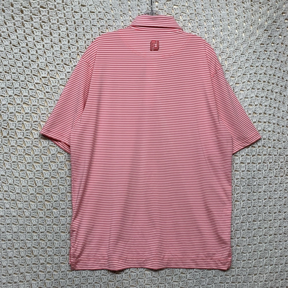 FootJoy FJ Golf Polo Shirt Mens Sz L Striped Pink Short Sleeve Performance - Picture 4 of 9